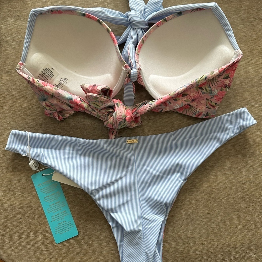 Beach Bunny Floral Pink and Blue push-up top and Sidney tango Bikini set xxl - Picture 6 of 10